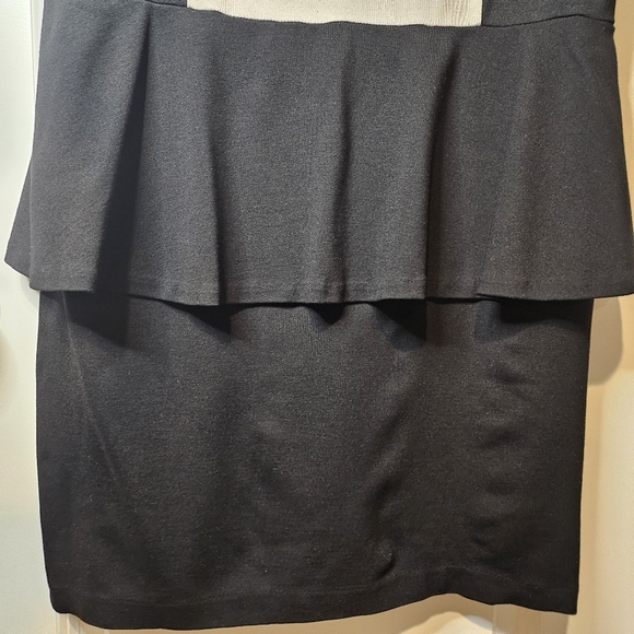 Kensie Dressy Black Beige Sleeveless Back Zip Peplum Stretch Mini Dress Size XXL - Picture 10 of 12